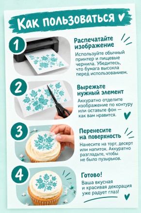 Пищевая прозрачная трансферная бумага 25 листов