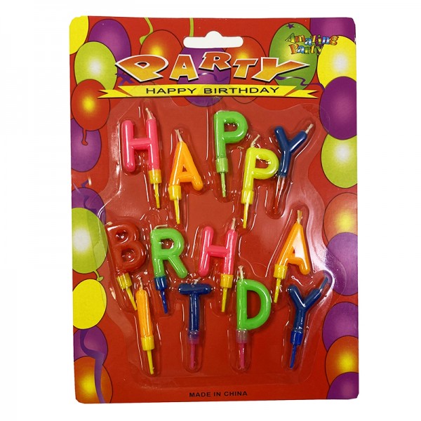 Свечи "Happy Birthday", буквы цветные 2,5 см